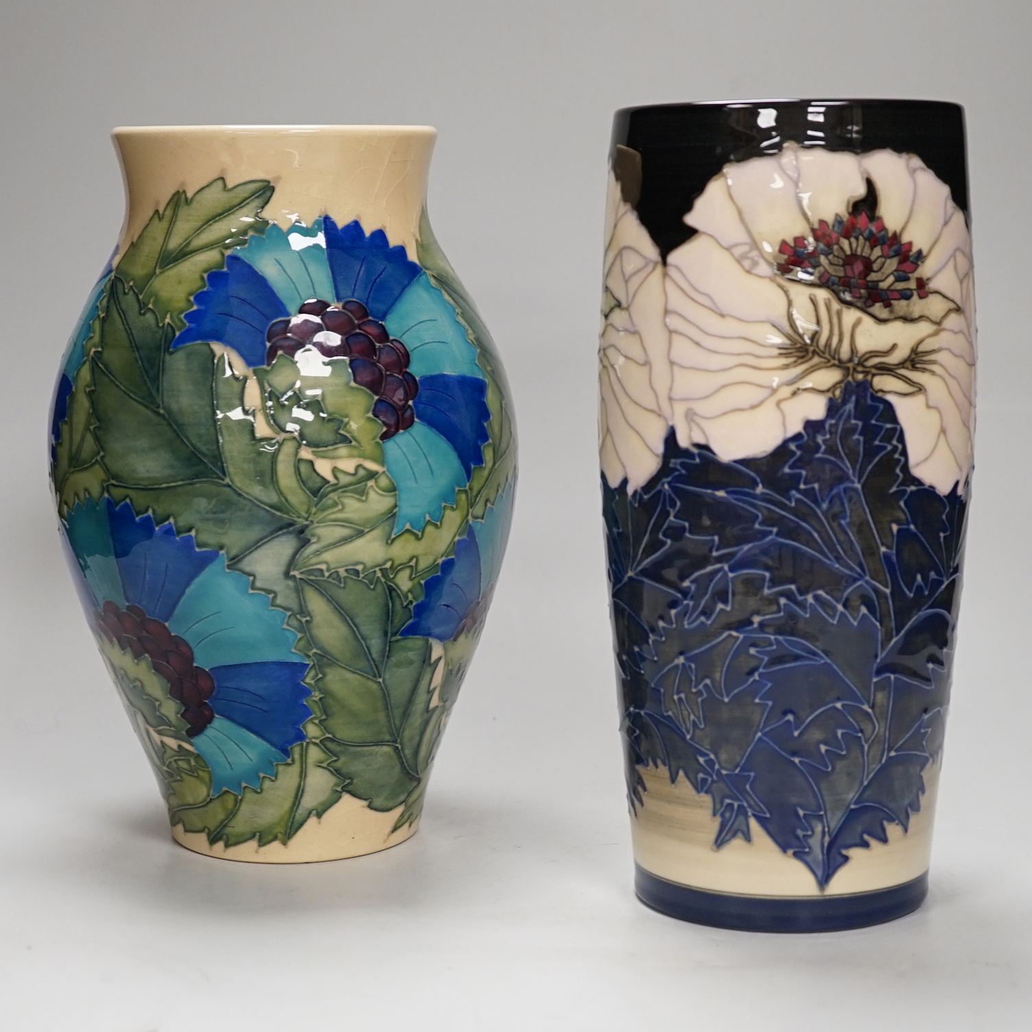 BBB’ a Dennis China Works limited edition vase designed by Sally Tuffin after a design by William De Morgan, 1996, no.4 dated 96, together with another Dennis China Works vase. 25cm